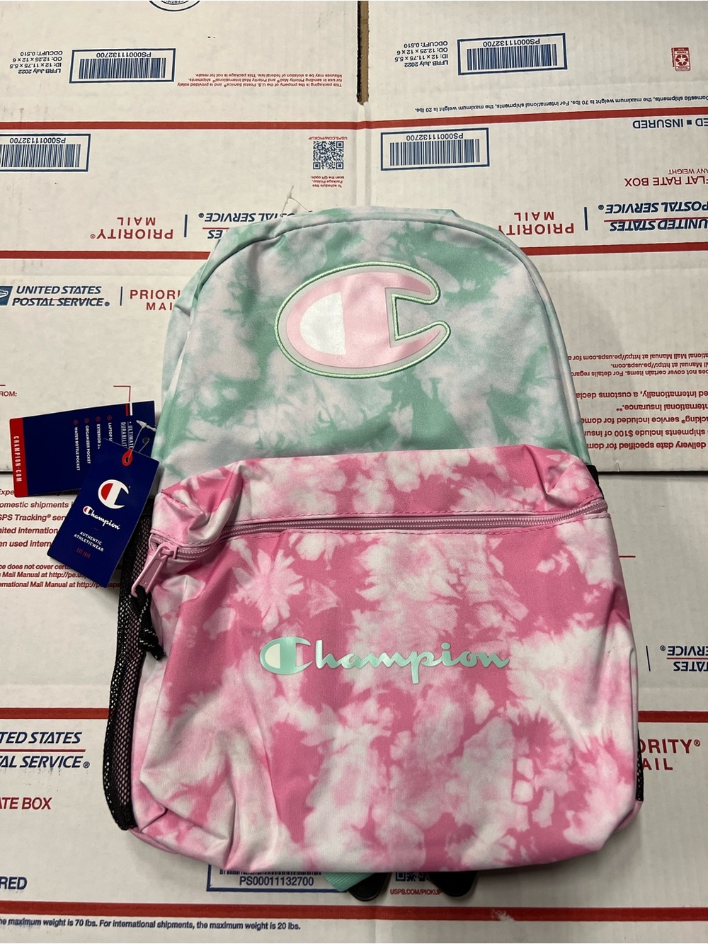 Champion Pink & Mint Tie-Dye Backpack